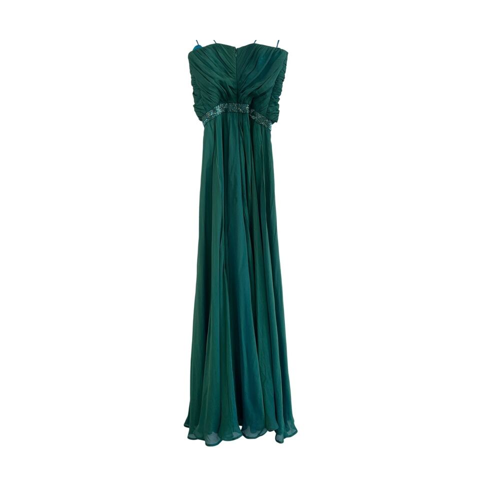 Badgley Mischka Strapless Maxi Dress Size 2 Teal Formal Event Prom Y2K Gala - Picture 2 of 16